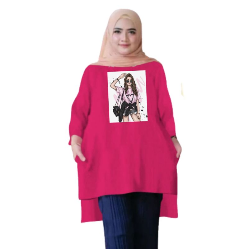 Jual Baju Atasan Tunik Wanita Oversize Jumbo Xxl Ld 130 Cm Tangan 3 4