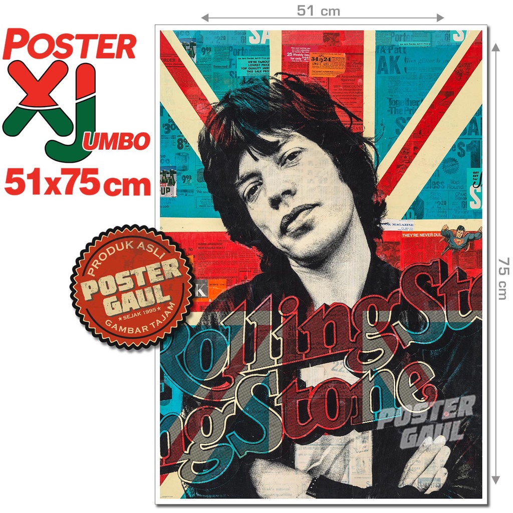 Jual Poster XJumbo MICK JAGGER : ARTWORK #XJFJP384 - ukuran 51 x 75 cm ...