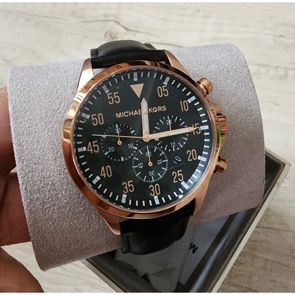 Jual Jam MK8535 Gage chronograph leather black | Shopee Indonesia