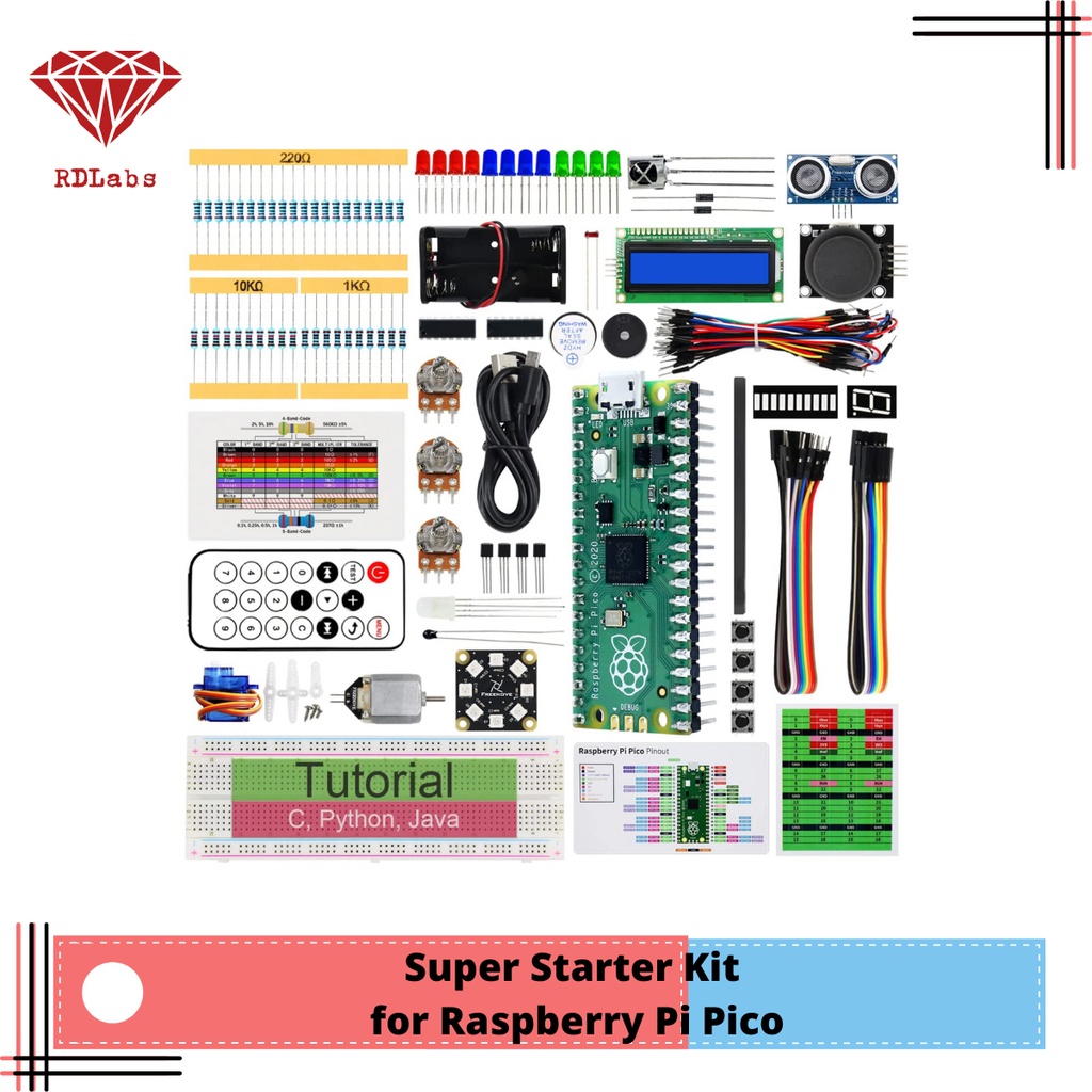 Jual Super Starter Kit for Raspberry Pi Pico (Compatible with Arduino ...