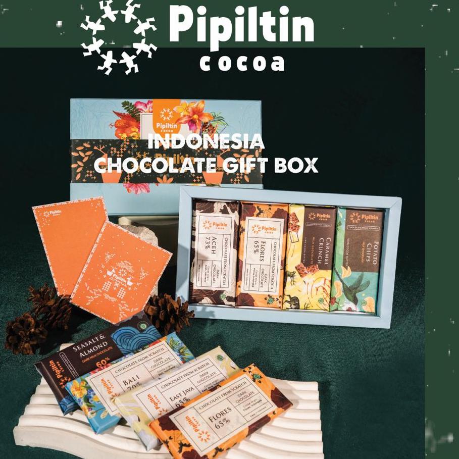 Jual ZAF354 Pipiltin Cocoa Chocolate Bar Indonesia Gift Box 4 x 35gr