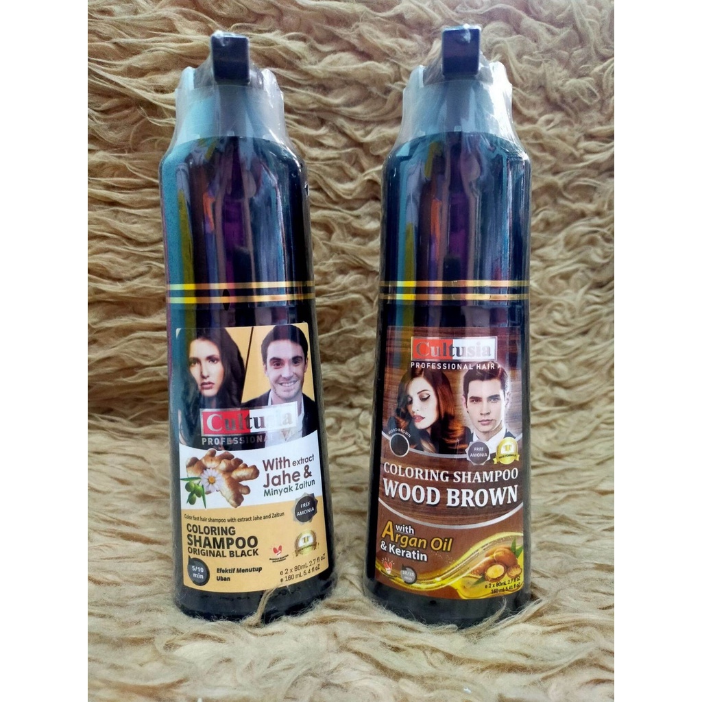 Shampoo Cultusia Original Black/Wood Brown -Color fast hair 160ml Penghilang Uban Penghilang Uban