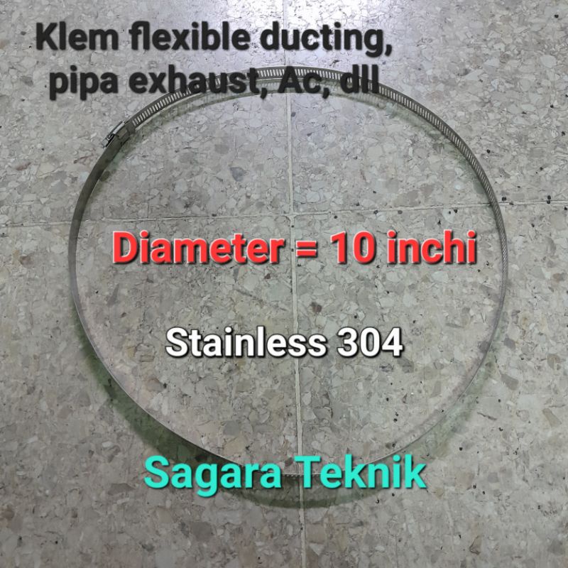 Jual klem 10 inchi stainless sus 304 klem flexible ducting 10" klem