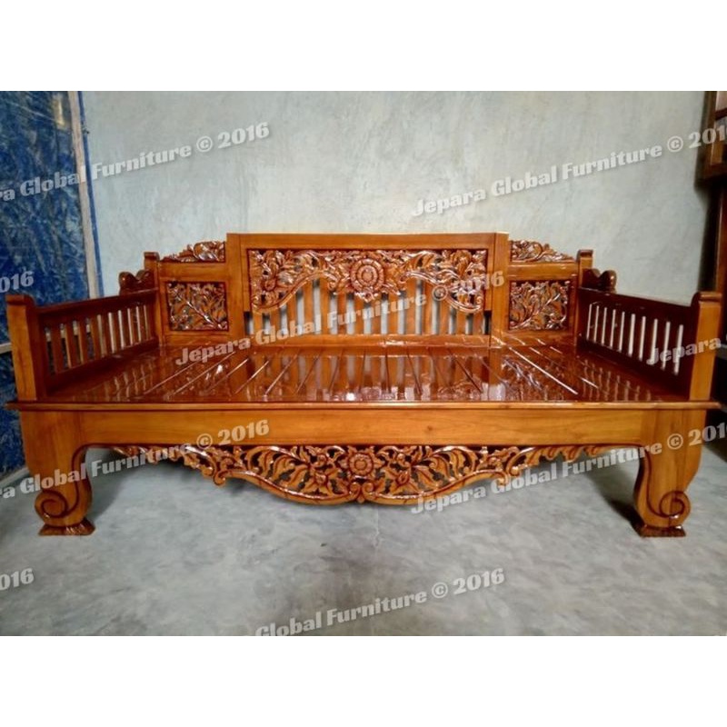 Jual bangku bale bale ukir jati daybed rahwana 100cm ( bangku jati ...