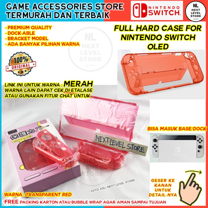 Jual Transparent Red - Full Hard Crystal Case Nintendo Switch OLED ...