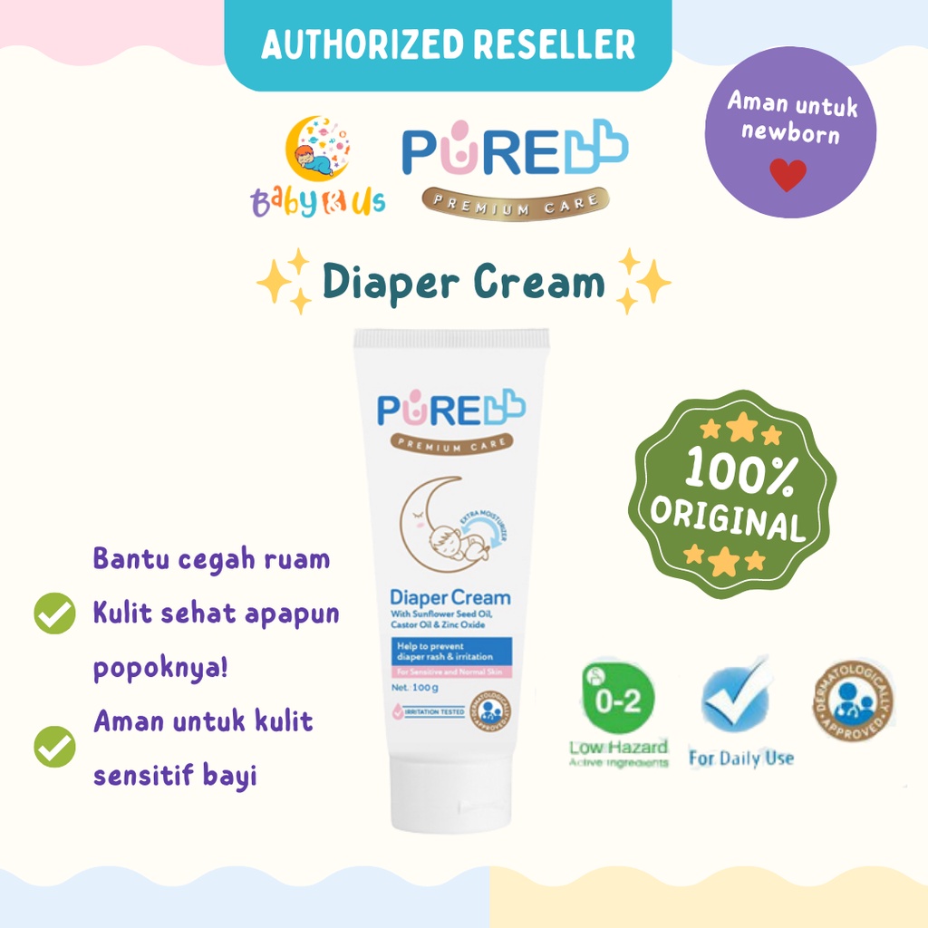 Jual PureBB Diaper Cream 100gr | Krim Ruam Popok Pada Bayi Kulit Normal