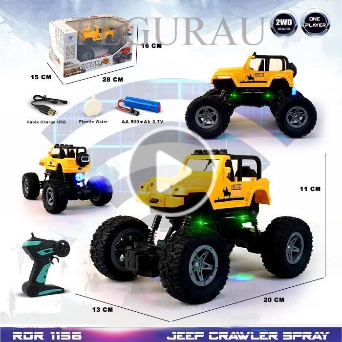 Jual Mobil Remote Control Offroad RDR1138 Kuning Mainan RC Keluar Asap