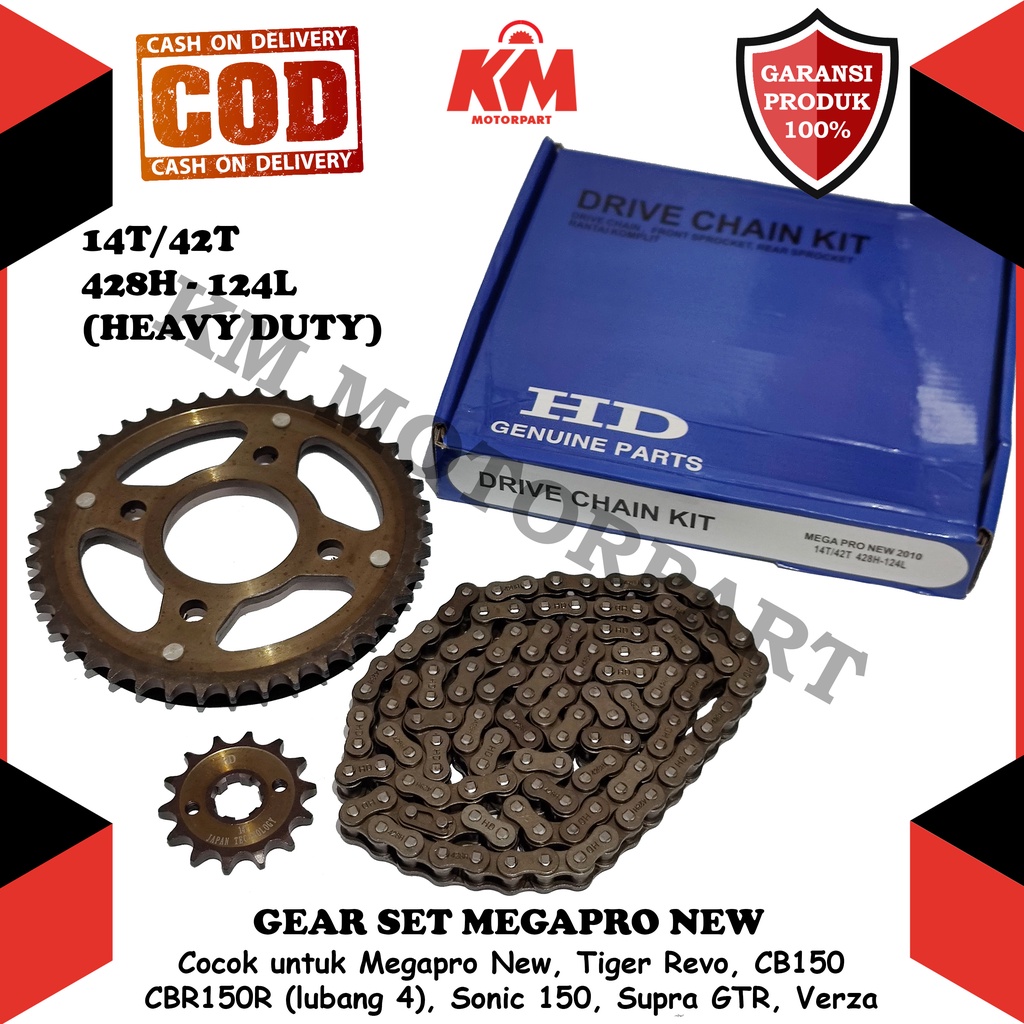 Jual Gear Set Megapro New Tiger Revo CB150 Sonic Supra GTR Verza Paket