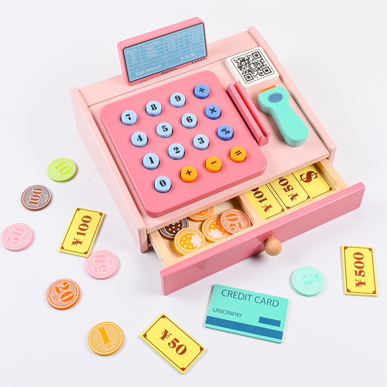 Jual Cashier Register toy - mainan kasir kayu berhitung lengkap-mainan ...