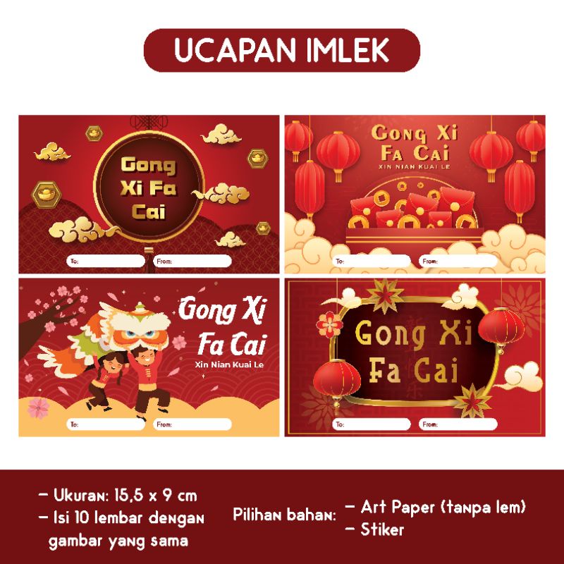 Jual UCAPAN IMLEK ISI 10 PCS GREETING CARD TULISAN GONG XI FA CHAI ...