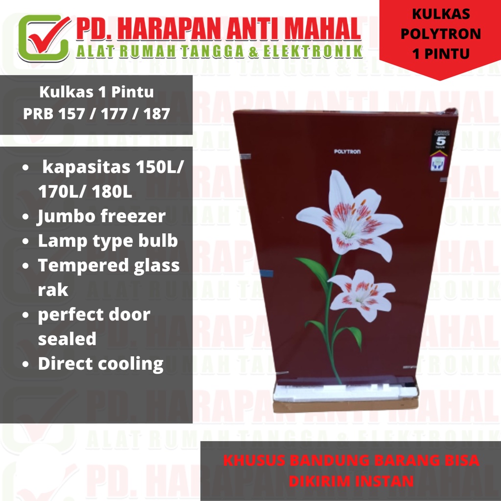 Jual KULKAS 1 PINTU POLYTRON PRB157 / POLYTRON PRB 177/ KULKAS POLYTRON ...