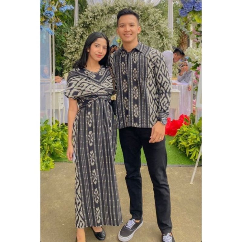 Jual READY - Baju tenun couple raisa maxidress pakaian lengan panjang ...