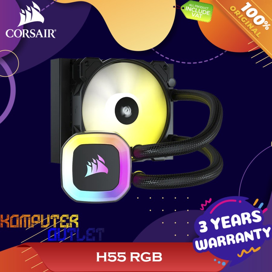 Jual Corsair H55 RGB CPU Liquid Cooler ARGB AIO COOLER 120MM