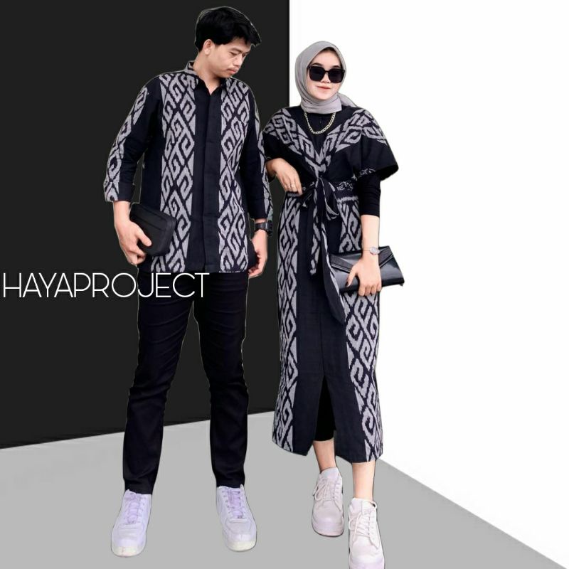 Jual Baju tenun couple raisa hitam dress tenun raisa dress tenun ...