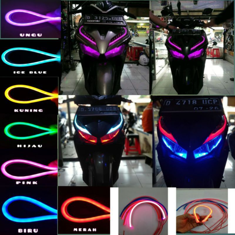Jual lampu alis motor beat vario nmax pcx 30cm 60cm lampu demon devil ...