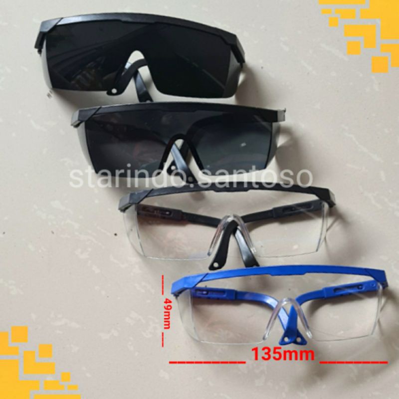 Jual KACAMATA UV safety hitam putih clear pelindung mata tukang las