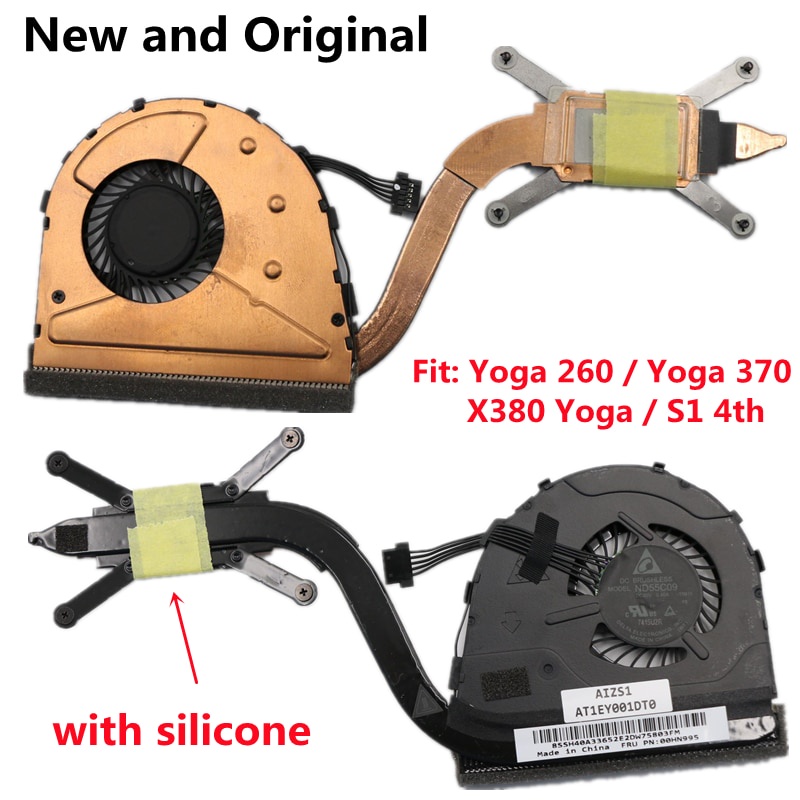 Laptop CPU+GPU Internal Cooling Fans  Pair  With Heatsink For Lenovo Ideapad Yoga 720 15ikb Series Type 80x7 P N At1yu003ss0 5h40n67861 Eg70050s1 C010 S9a Eg70050s1 C020 S9a Connector Type 4