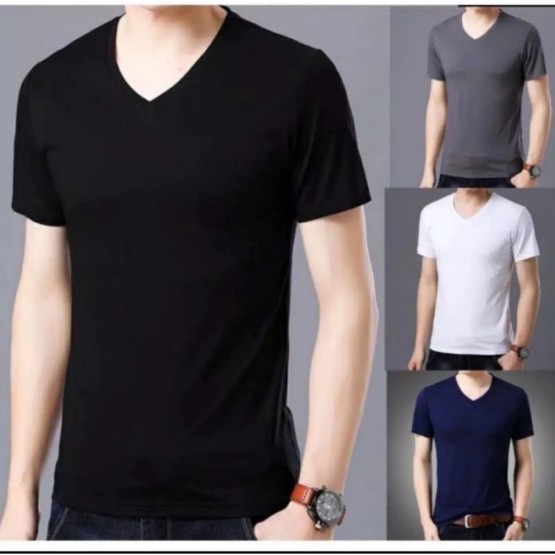 Jual Kaos Polos Shirt V Neck Kaos V Neck Pria Dewasa Shopee Indonesia