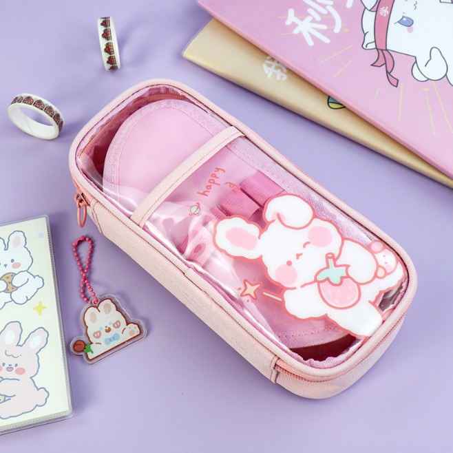 Jual Pencil Case Bunny Transparan Kotak Pensil Bunny Transparan Pc