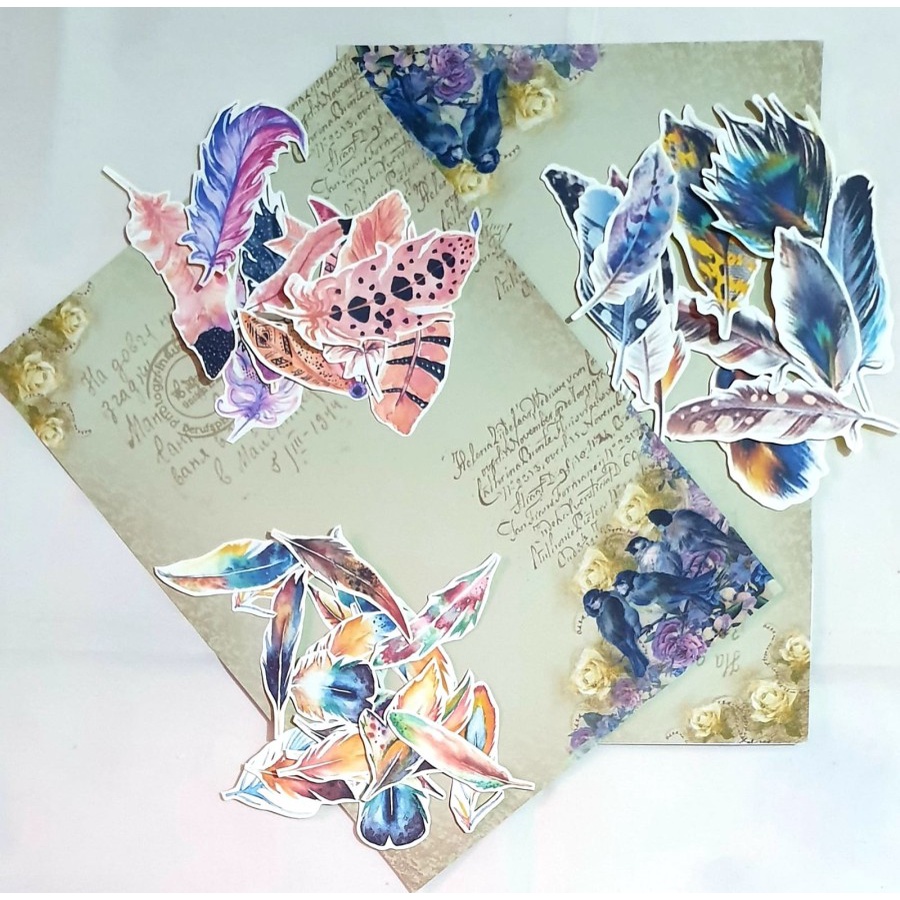 Jual Journaling Deco - Feather Sticker - Stiker Bujo Motif Bulu-02 (1 ...