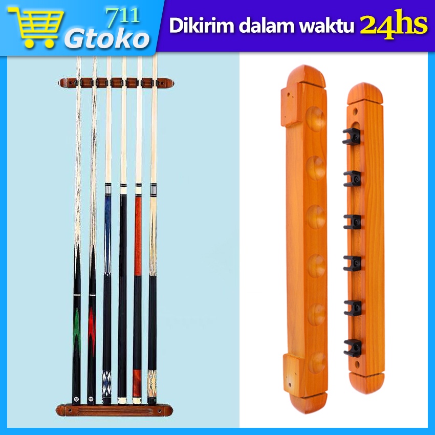 Jual 6 Slot Rak Stik Billiard Dinding Kayu / Wooden Wall Cue Rack ...