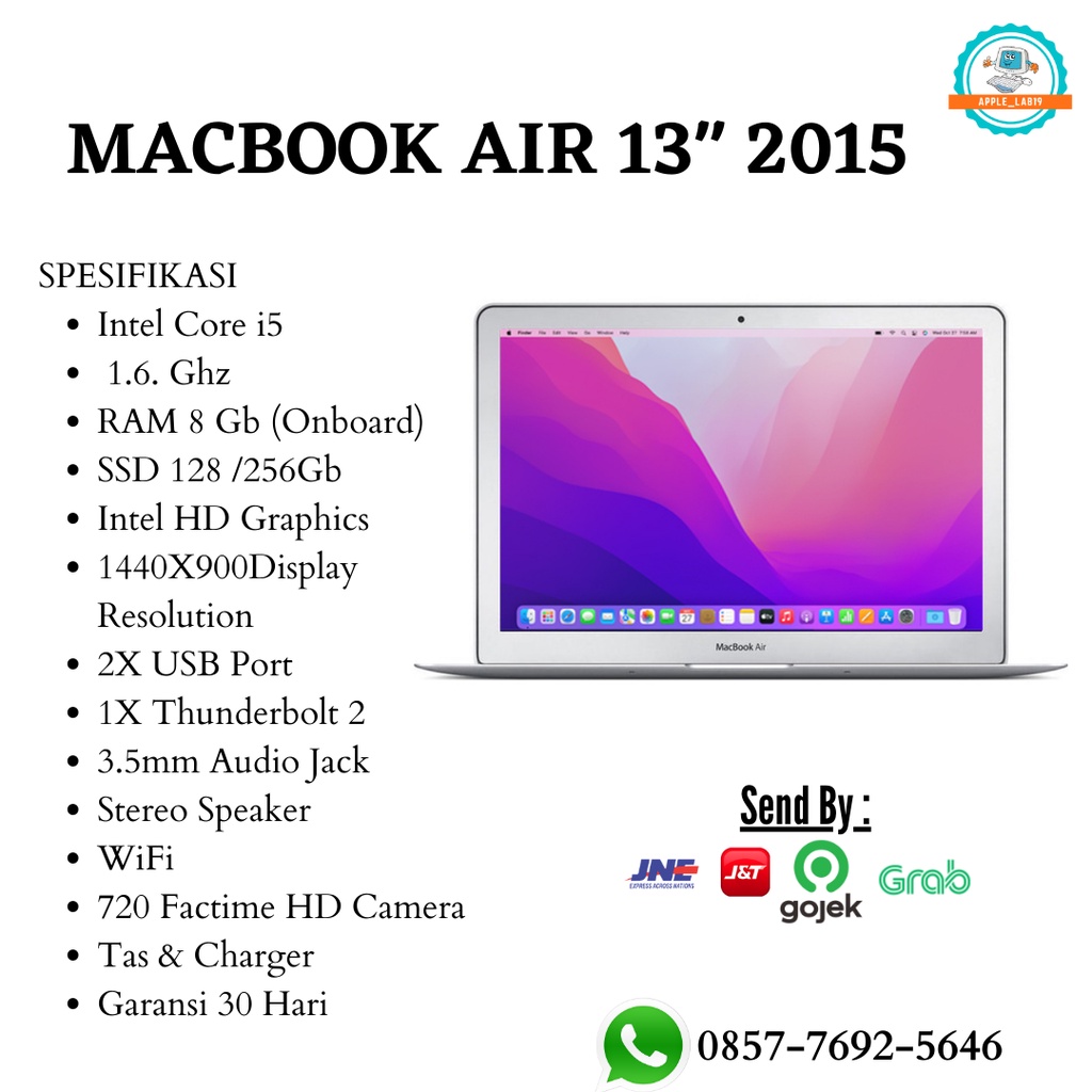 Jual Laptop Macbook Air 13 Inch 2015 Second Bergaransi | Shopee