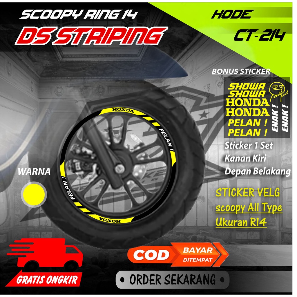 Jual Ct-214 Stiker pelek motor Scoopy R14 Sticker Cutting Velg Murah ...