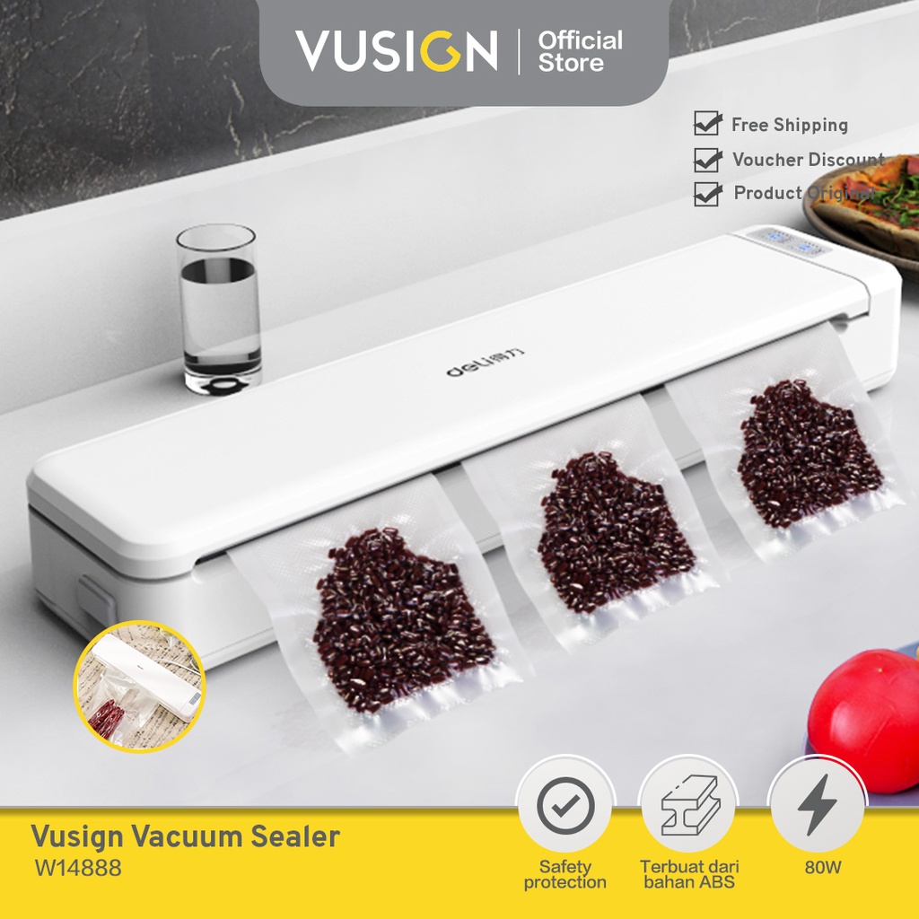 Jual Deli Vacuum Sealer Alat Press Plastik Portable Food Sealer Mesin