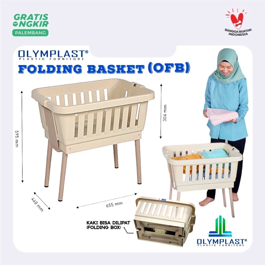Jual Keranjang Baju Laundry Basket Box Plastik OFB Olymplast Folding