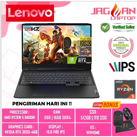 Jual Laptop Lenovo Ideapad Gaming 3 15 Amd Ryzen 5 6600h 16gb Ddr5 1tb