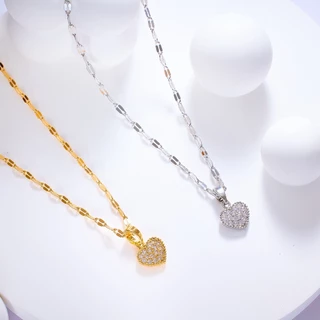 Hyl Jewelry 268N Kalung Titanium Wanita Karat Emas Silver Asli Panjang Muda Dan Anti Luntur