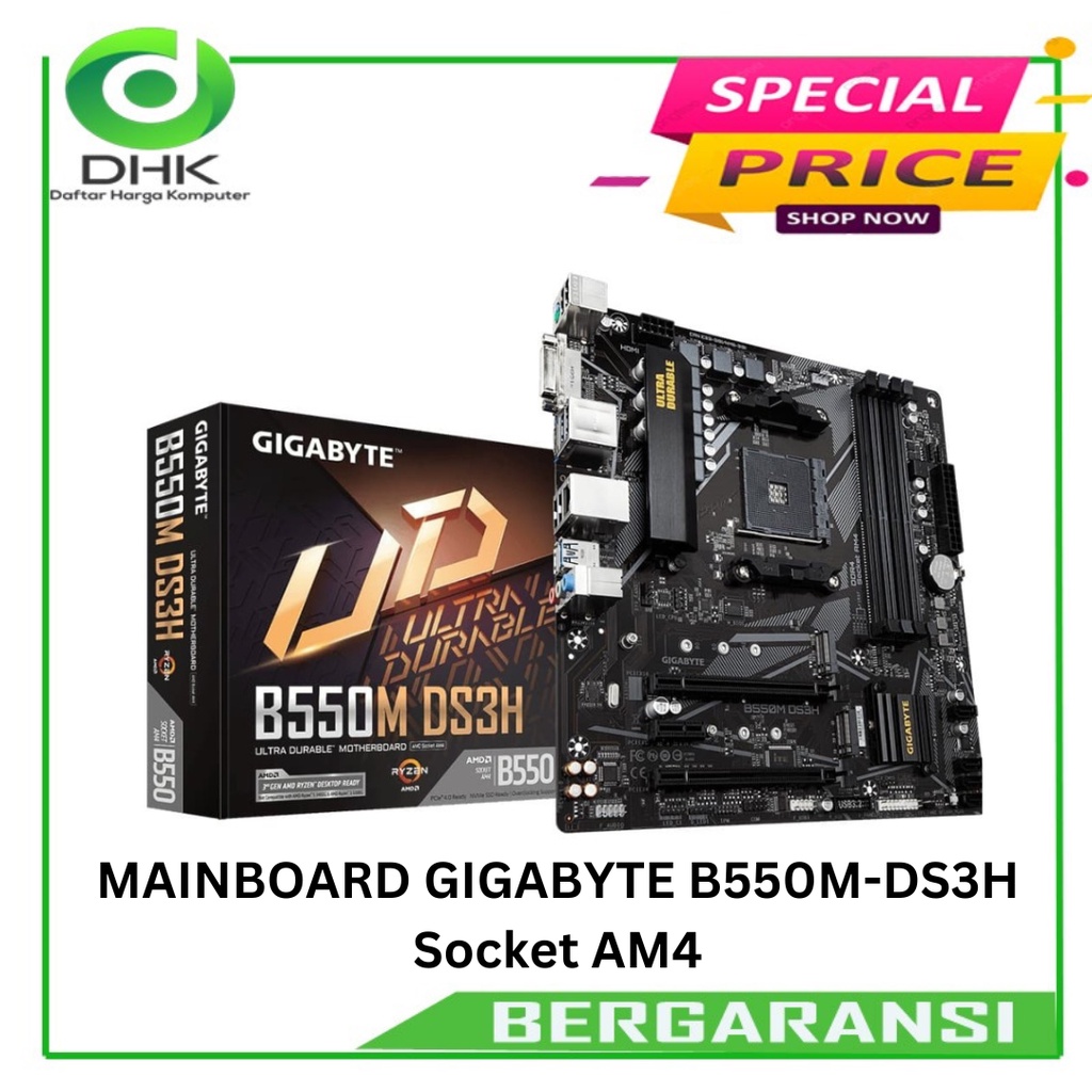 Jual MAINBOARD GIGABYTE B550M-DS3H Socket AM4 | Shopee Indonesia