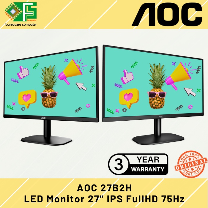 Jual AOC 27B2H LED Monitor 27 Inch IPS Flat FullHD 75Hz | Shopee Indonesia