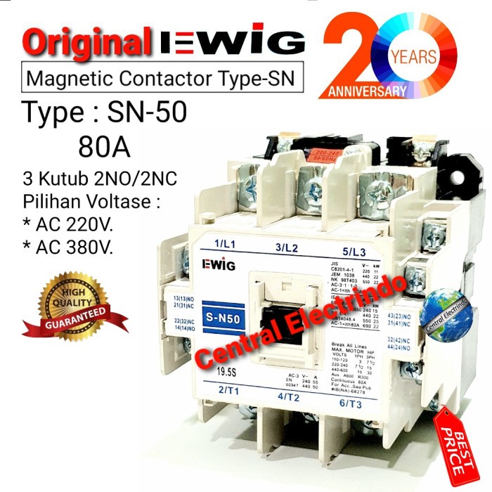 Jual Komponen Listrik Magnetic Contactor Sn-50 220Vac. | Shopee Indonesia