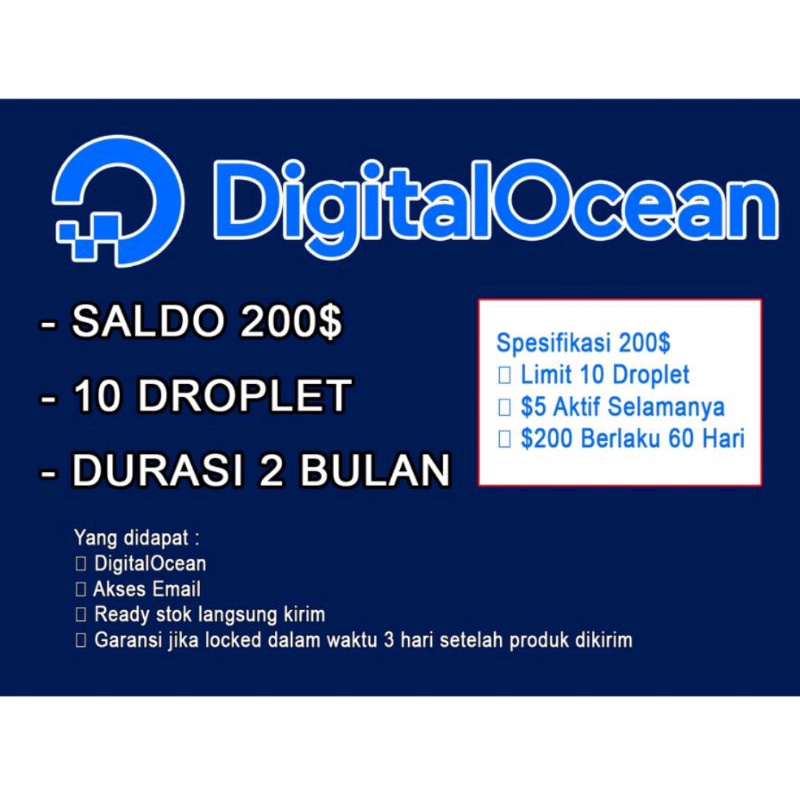 Jual Digital Ocean Account 200 Shopee Indonesia