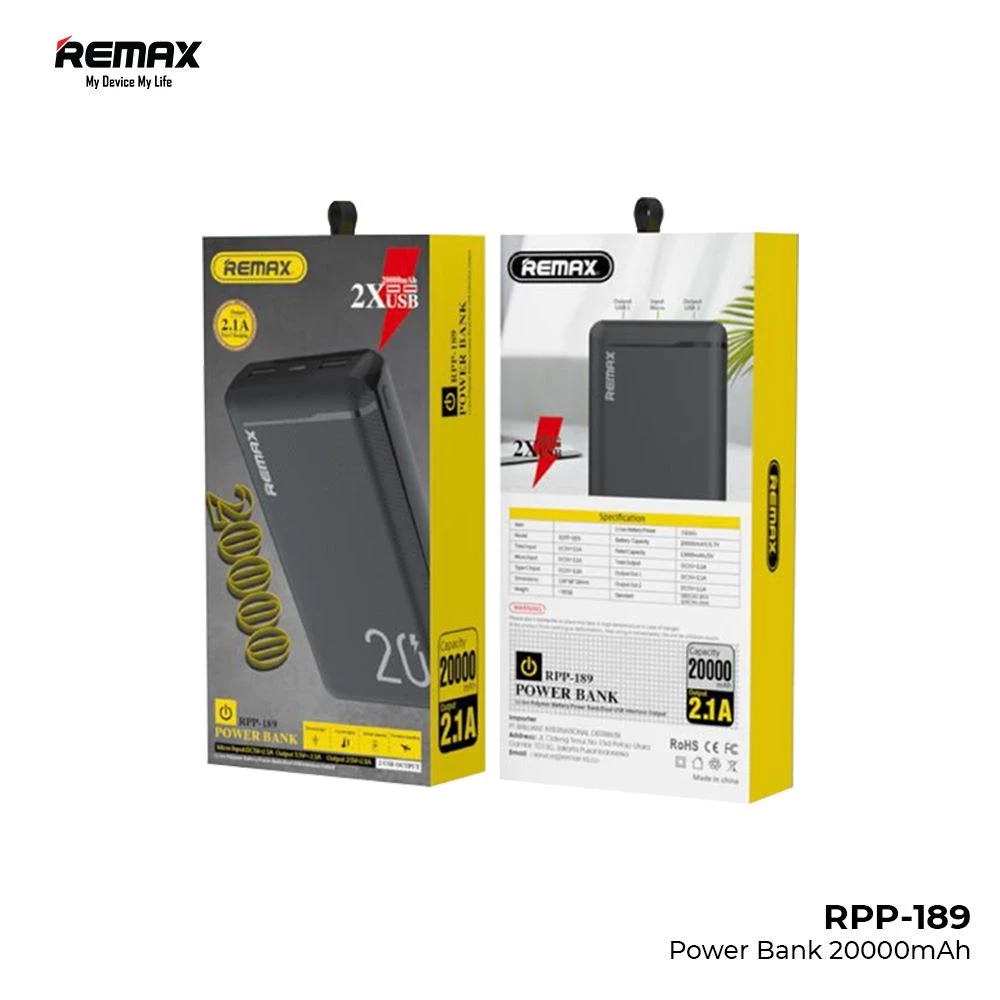 REMAX Power Bank 20000mAh 2.1A RPP-189