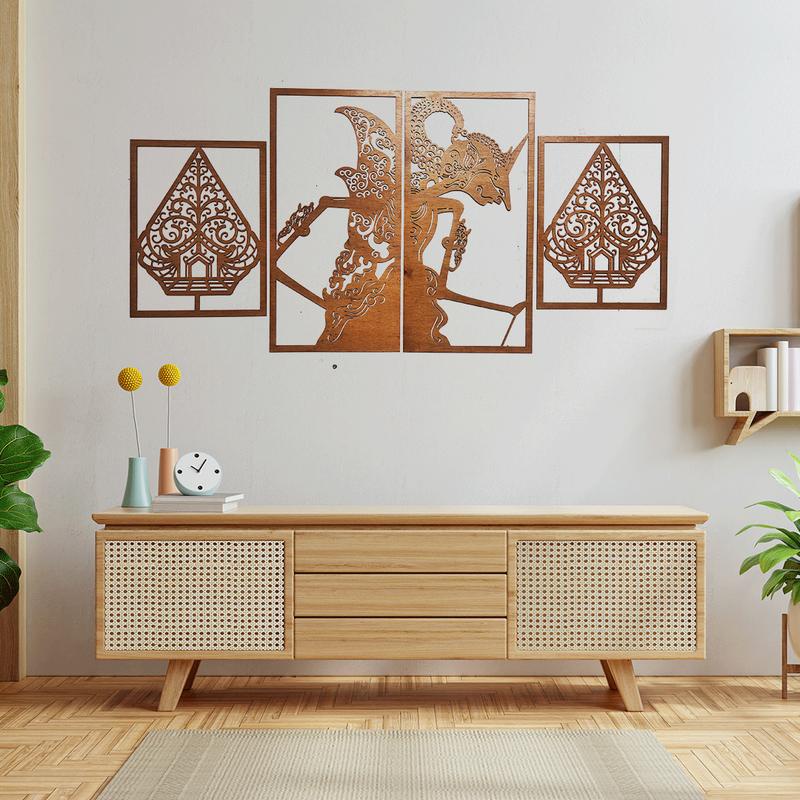 Jual Hiasan Dinding Kayu Motif Wayang Kulit Pajangan Rumah Walldecor Kayu Laser Cut Pajangan