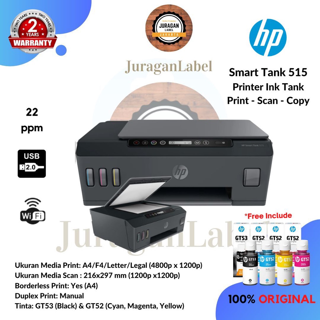 Jual Printer HP Smart Tank 515 All In One Ink Tank A4 WIFI Garansi ...