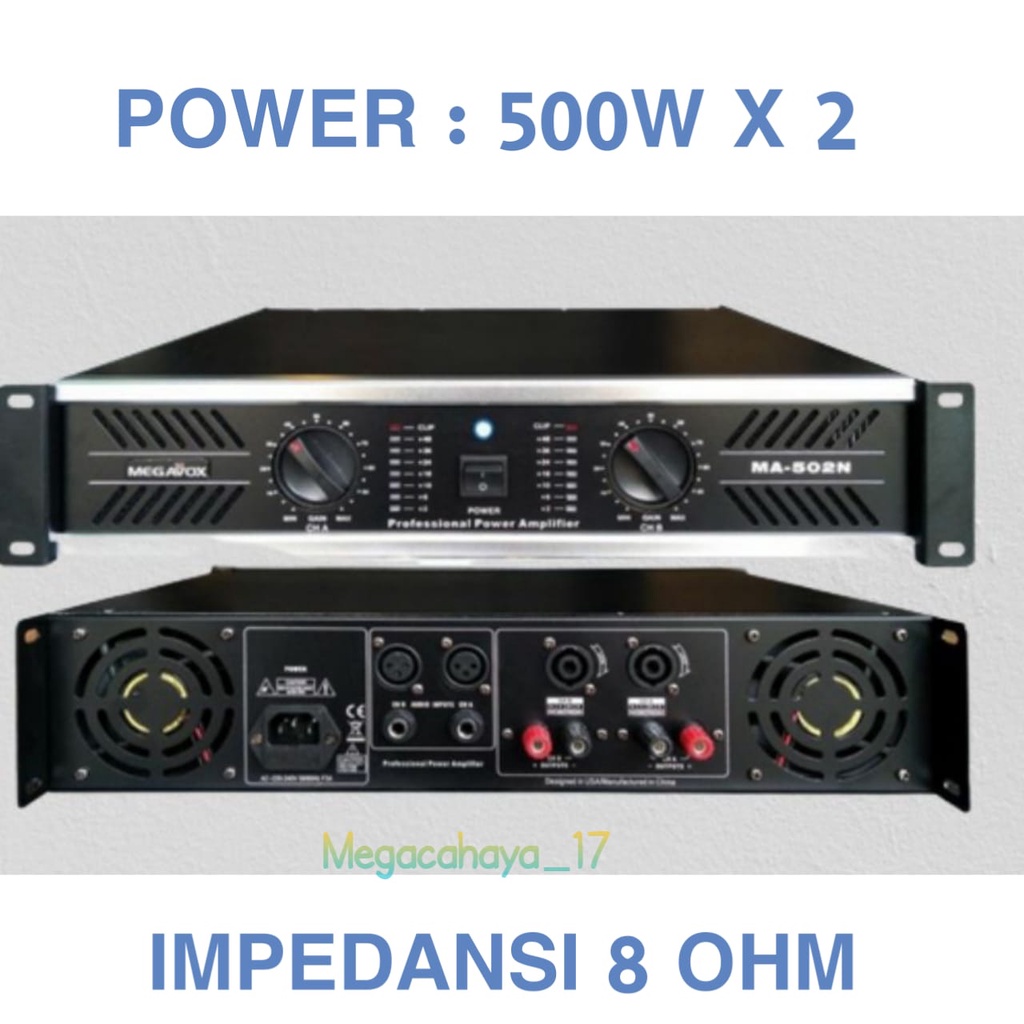Jual POWER AMPLIFIER AUDIO SOUND SYSTEM MEGAVOX MA 502N ORIGINAL