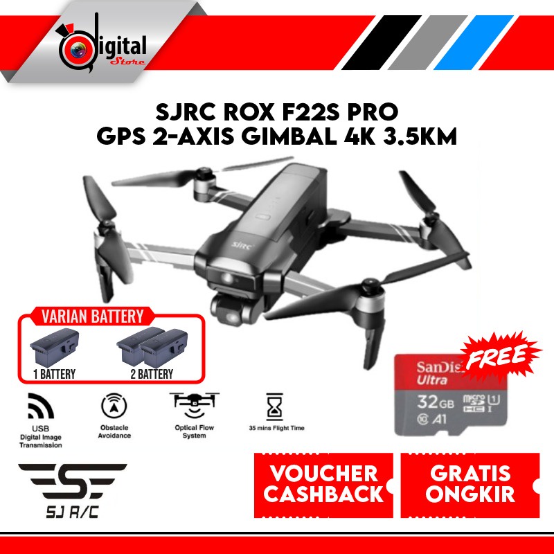 Jual Sjrc Rox F S Pro Gps Axis Gimbal K Km Min Rc Quadcopter