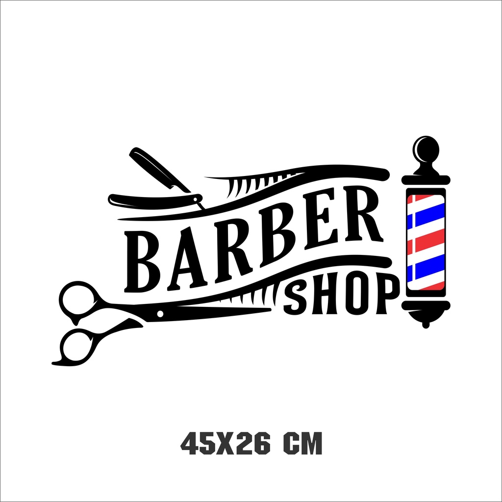 Jual Wall Cutting Sticker Stiker Barbershop stiker Dinding Barber Shop ...