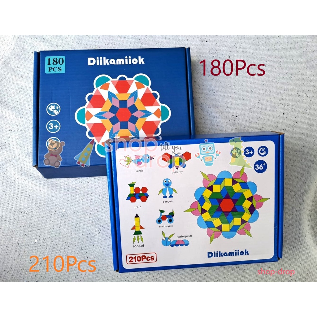 Jual Mainan Edukasi Anak Puzzle Kayu Geometri - Pattern Block ...