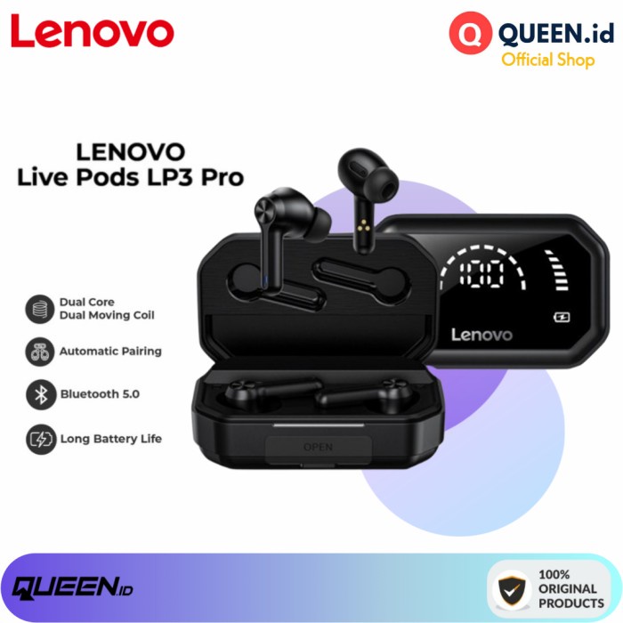 Jual LENOVO THINKPLUS LP3 PRO TWS BLUETOOTH HEADSET HIFI SOUND ...