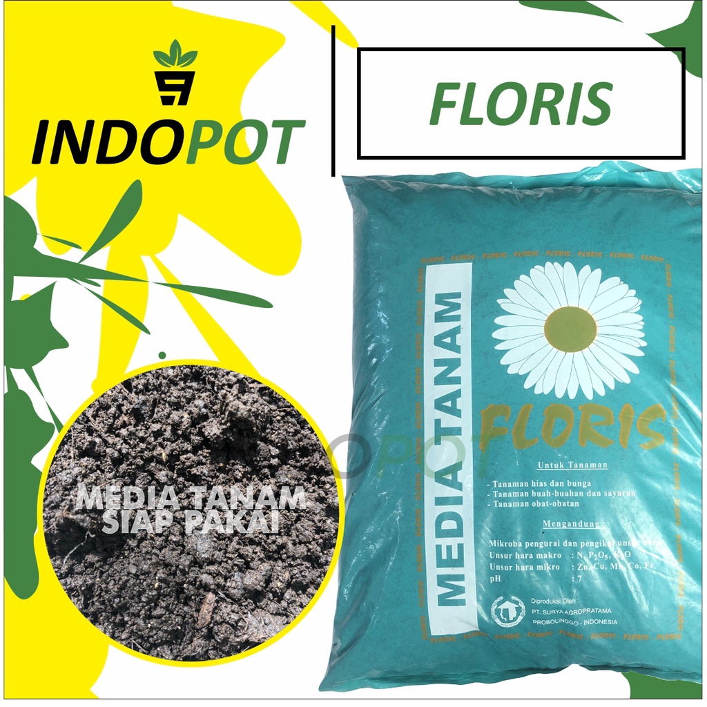 Media Tanam Floris 9,2kg (9.200gram) Metan Siap Pakai Media Tanam Tanah Tanaman Bunga Hias