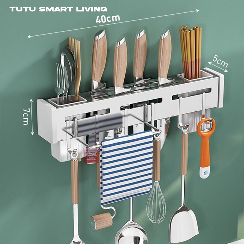 Jual TUTU Rak Dinding Dapur Stainless Steel / Rak Pisau Dapur Gantung ...