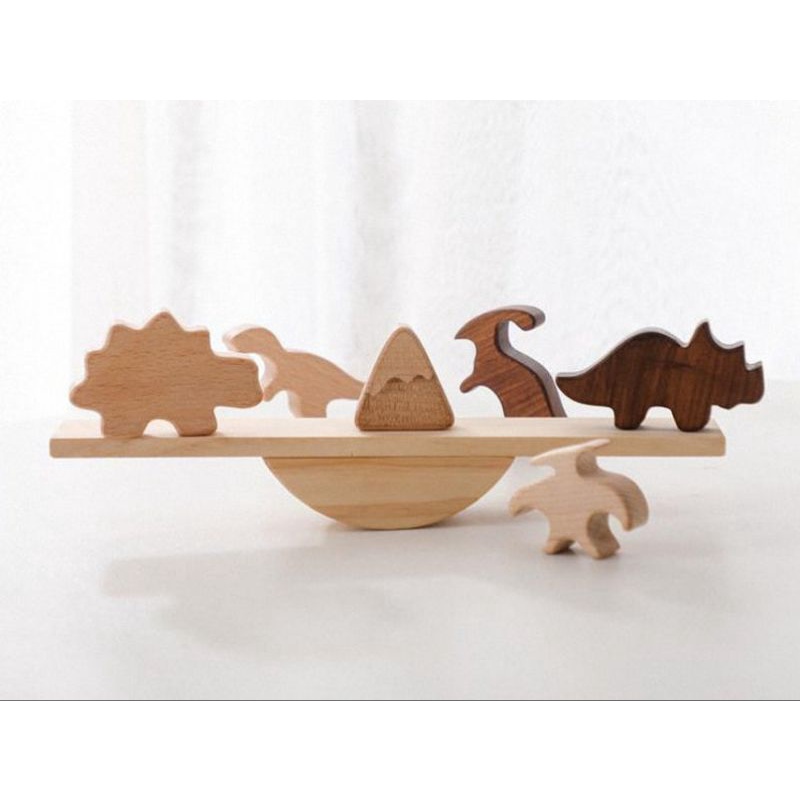 Jual Montessori Dinosaur Balance Building Blocks, Wooden Stacking Toys ...