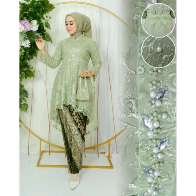 Jual RR Kebaya Aurora Lesti Mutiara Payet//Setelan Kebaya Lesti Kejora