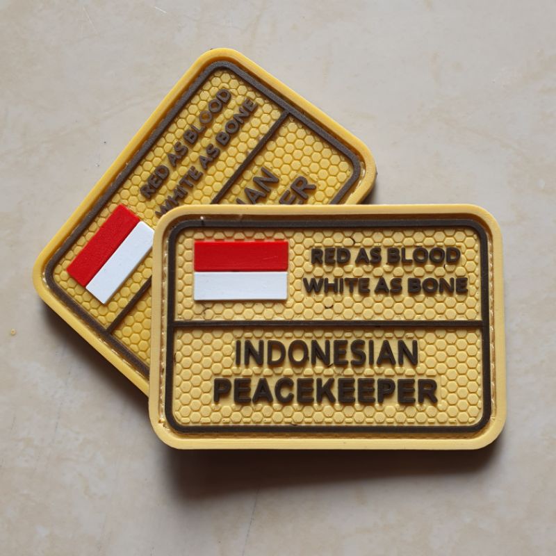 Jual Patch Rubber Logo Indonesia Peacekeeper Dasar Cream Tan Tempelan Emblem Karet Velcro