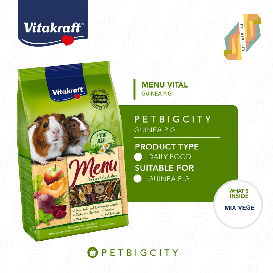 Jual [PBC] Vitakraft Menu Vital Makanan/Pakan Guinea Pig - 1kg | Shopee ...