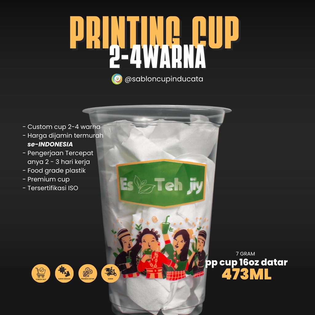 Jual SABLON CUP PAPERCUP PRINTING CUSTOM 3-4 WARNA - Datar dan Oval ...